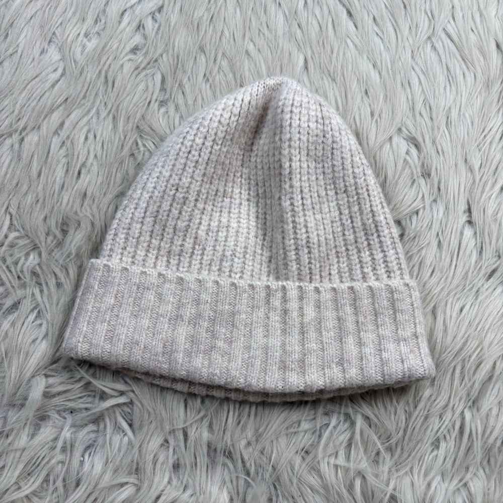 Free People Women's OS Cream Biege Winnie Waffle Cuff Beanie Poly Blend
